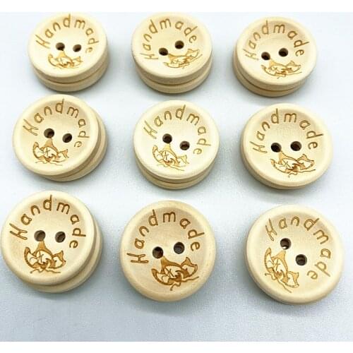 New15-25mm Natural Color Wooden Buttons Handmade Letter Love Scrapbooking for Wedding Decor Sewing Accessories