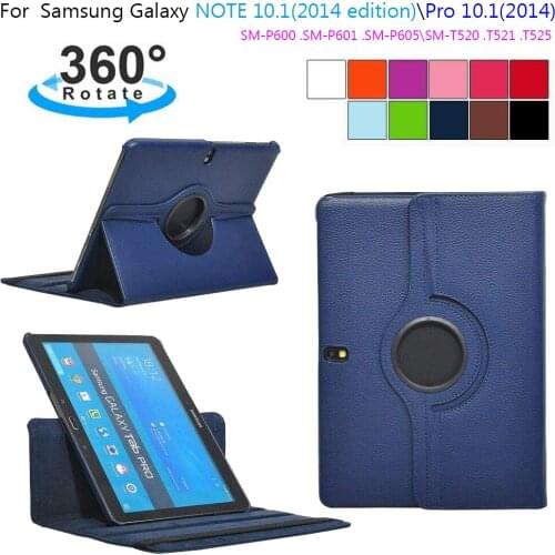 For Samsung Galaxy Tab Pro 10.1 inch T520 T525 T521 Note 2014 P600 P601 P605 Tablet Case 360 Rotating Bracket Leather Cover
