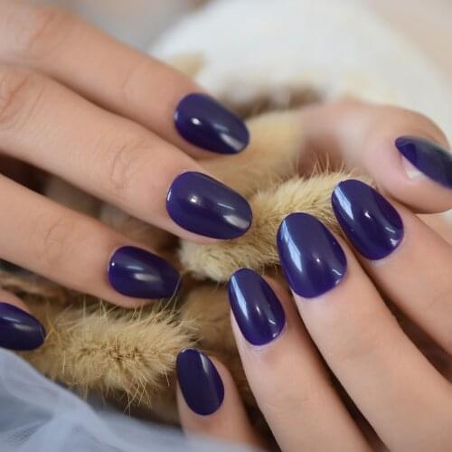 Daily Wear Short Fake Nails Polished GEL Nail Oval Press On Faux Nail Set With Glue Sticker