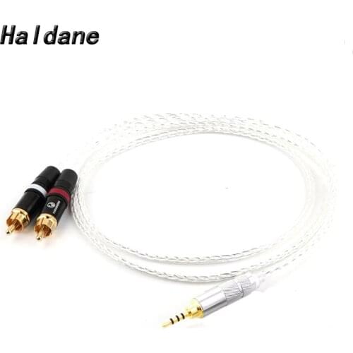 Haldane HIFI Silver Plated 2.5/3.5/4.4mm Balanced Mlale to Dual 2x RCA Male Audio Adapter Cable XLR/6.35mm to RCA Balanced Cable