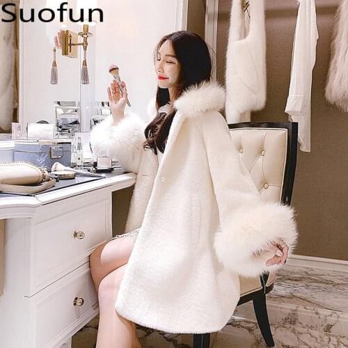 Imitated Nertsen Bont Fall O-neck Winter 2021 New Celebrities Wool Becomes Angry Lady Bontkraag Women Heavy Wool Fur Warm Coat