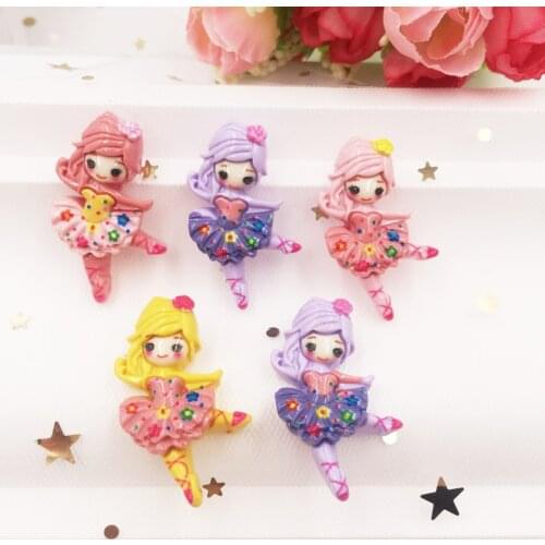 Resin Kawaii Mix Colorful Girl Dancer Flatback Cabochon Stone 10PCS Scrapbook DIY Decor Home Figurine Crafts
