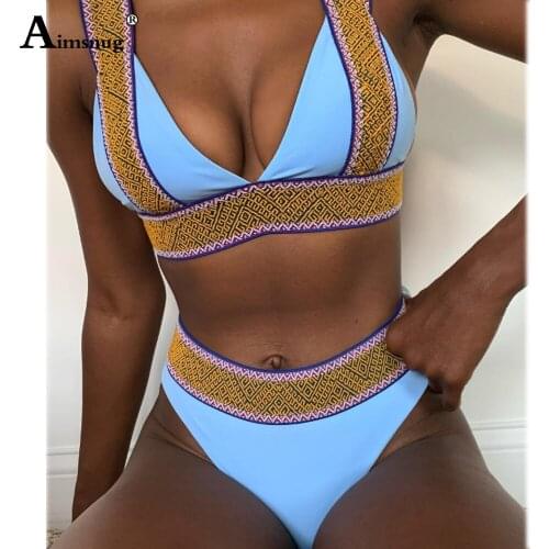 High Waist Bikini Set Women Two Pieces Swimwear Western Style 2021 Patchwork Bathing Suits 2PCS Outfits Sexy Femme Clothing