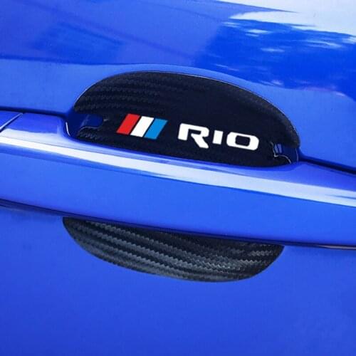 4pcs Carbon Fiber Pattern Car Door Handle Scratch Protector Leather Stickers For KIA RIO 2 3 4 5 X-Line Car Styling Accessories
