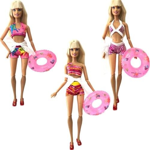 NK 3 Set Doll Swimwear Fashion BIKINI Top+ shorts+ shawl Beach Bathing Clothes For Barbie Doll Accessories Baby Toys 7X