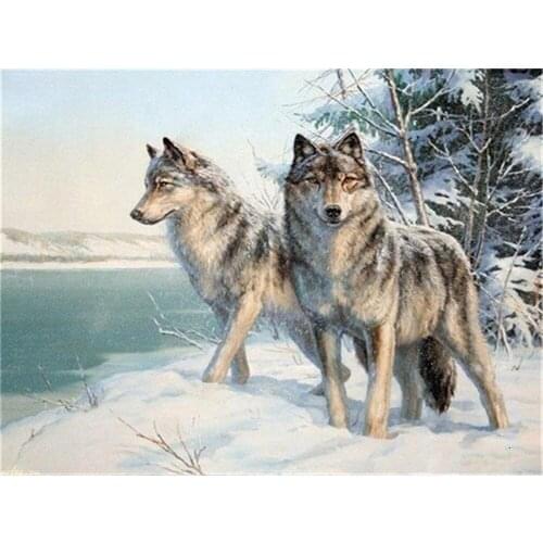 Wolf Animal DIY Embroidery 11CT Cross Stitch Kits Craft Needlework Set Printed Canvas Cotton Thread Home Dropshipping