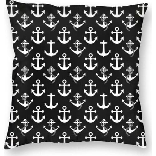 Nautical Anchor Pattern Throw Pillow Cover Decoration Square Sailing Sailor Cushion Cover 45x45cm Pillowcover for Living Room