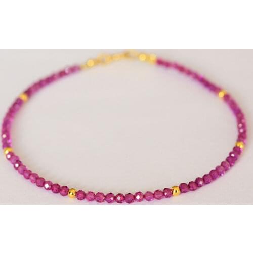 Fancy Remades Rubys 1-2mm Facted Beads Tibetan silver Shining Bracelet 7"