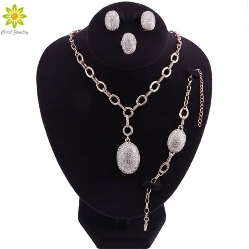 Fashion New Dubai Gold-color Accessories Bridal Jewelry Sets Pendant Necklace Earrings African Beads Jewelry Set