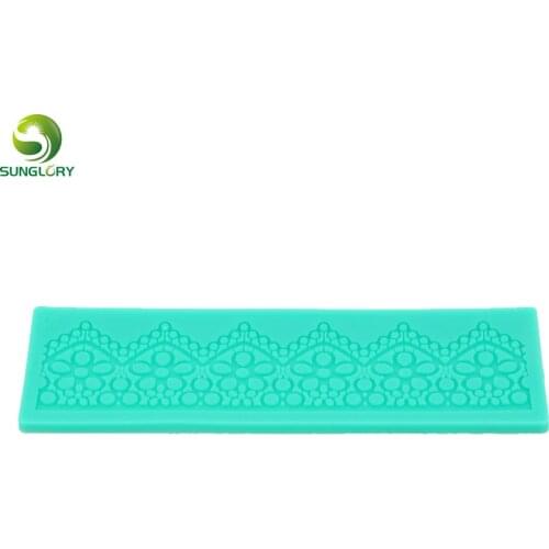NPC Silicone Lace Mat Fondant Moulds Sugar Lace Mold Gumpaste Crown Flower For Cupcake Decoration Baking Tools Color Green