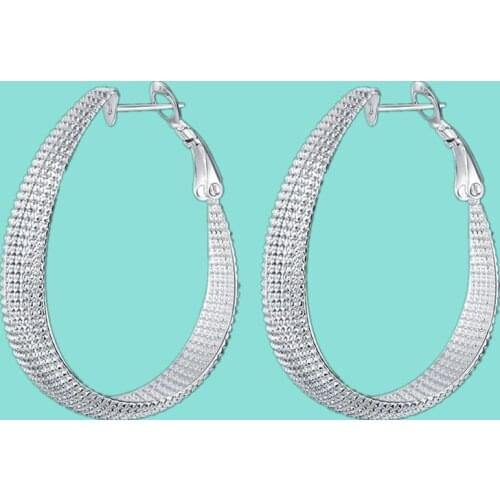 Charms Women Girl Nice Fashion Wedding U-shaped Mesh Earrings 925 Silver Earrings