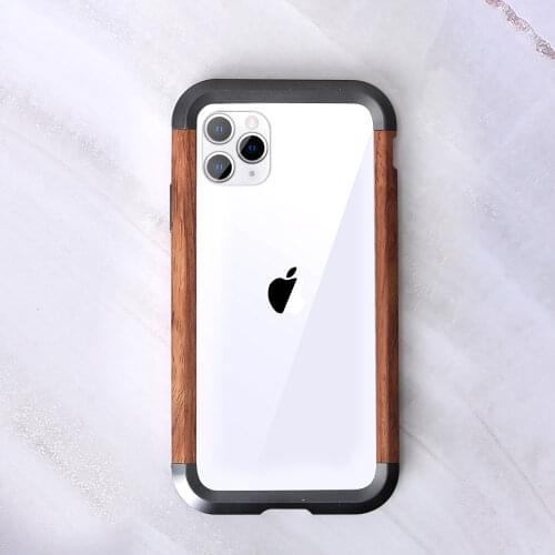 Phone Case For iPhone 11 Original R-Net Wood Bumper Metal Case For iPhone 11 Pro Max XS Max XR X Aluminum Frame Phone Cases