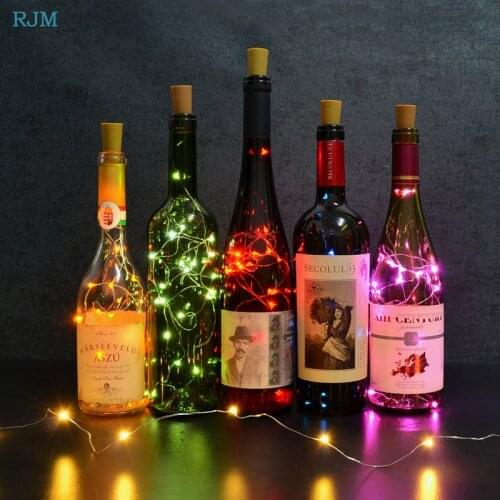 Copper Line Button Battery Christmas Light String Decoration Red Wine Bottle Fluorescent LED Light String Wine Bottle Light Plug
