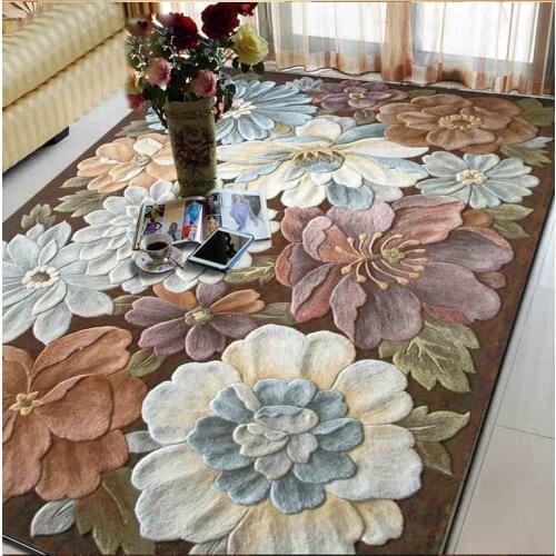 Wool Large size carpets for parlor living room bedroom Classical Embroidery art rugs decoration floor rug Floral carpet