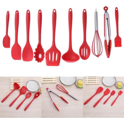 Silicone Cooking Utensil Set Spatula Soup Spoon Brush Ladle Pasta Colander Non-stick Cookware Kitchen Tools