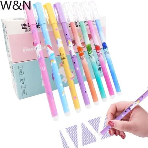 4Pcs/Set Unicorn Erasable Pen Refill Rod 0.5mm Blue/Black Ink Erasable Washable Handle Kawaii Pen School Supplies Stationery