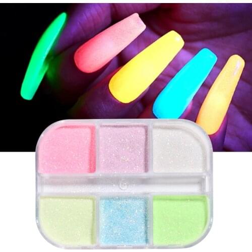 Glow In Dark Nail Art Glitter Fluorescence Manicure Decoration Sandy Sugar Shapes Gel Polish Powder Nails Accessories BE1909-22