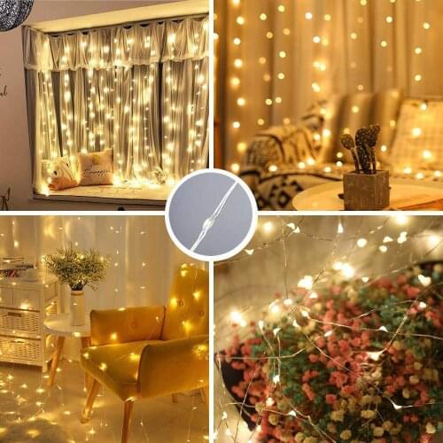 3M LED Curtain Garland on The Window USB String Lights Fairy Festoon with Remote Christmas Light New Year 2022