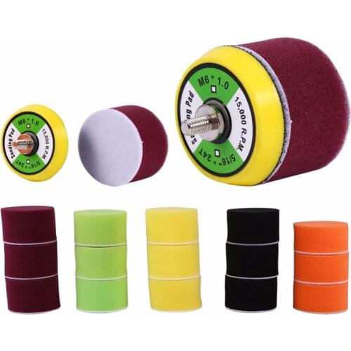 TOPS 16pcs 2" Sponge Flat Polishing Buff Pad Set For Air Sander Car Polisher Thread-M6X1 Polishing Buff Polishing Buff Pad