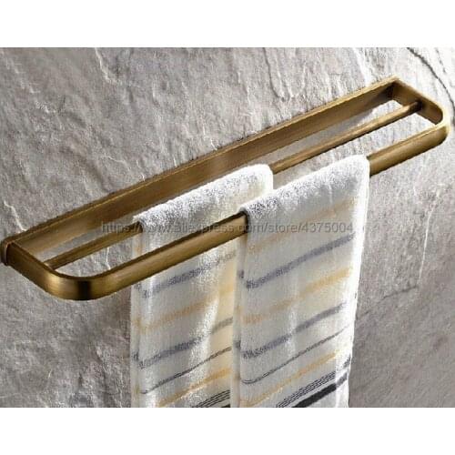 Towel Bars Double Rails Brass Wall Shelves Towel Holder Bath Shelf Towel Hanger Bathroom Accessories Towel Rack Nba173