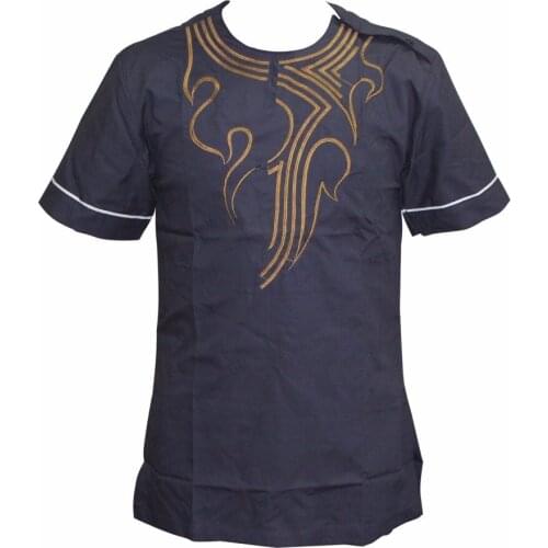 Mr Hunkle New Design Pan-African Vintage T-shirt Short Sleeve O-neck Smart Casual Top Tees Emboildery Mens Shirts