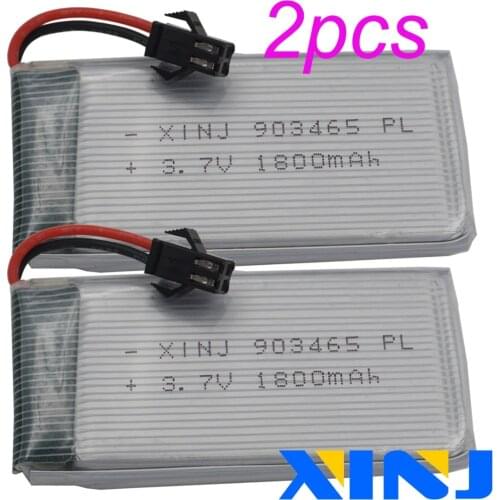 XINJ 2pcs 3.7V 1800 mAh 25C Rechargeable Lithium Polymer Li Po battery SM plug 903465 for RC Model Vehicle RC Quadcopter Drone