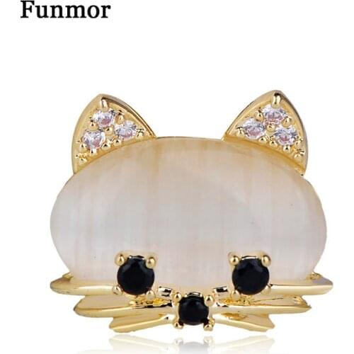 Funmor Vivid Cat Brooch Copper Animal Jewelry Women Children Coat Collar Pins Daily Gathering Decoration Accessories Ornaments