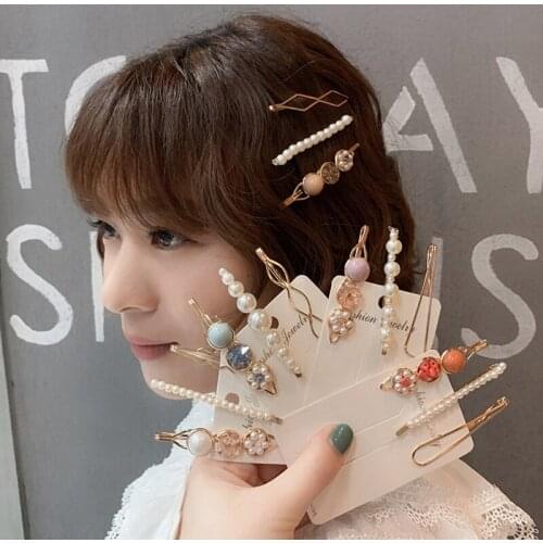 3Pcs/set Hair Clip Crystal Pearl Beads Hair Clips & Pins For Women Girl Fashion Female Headwear Barrette Hair Beauty Accessories