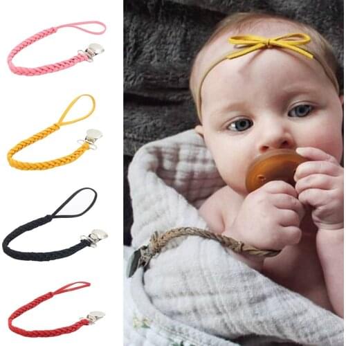 Pacifier Clips Chain Baby Chew Dummy Clip Pacifier Holder Braided Soother Chains for Newborn Infant Feeding Teething Soother