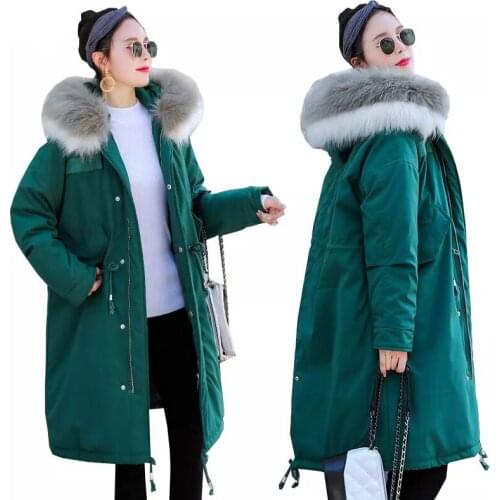 High quality Winter Long Parkas Women Down Jackets Duck down cotton Warm Outwear Coats Female Big Fur Collar Hooded Down Jacket