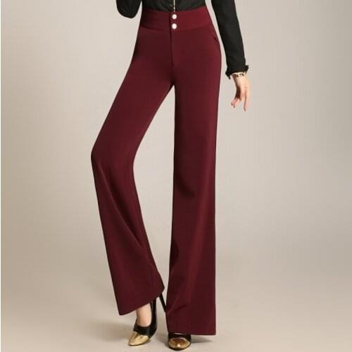 Lady Modern Dance Pants Female Ballroom Dance Trousers Girls Square Dance Slim Pant High Waist Straight Tube Wide Leg Pant B6874