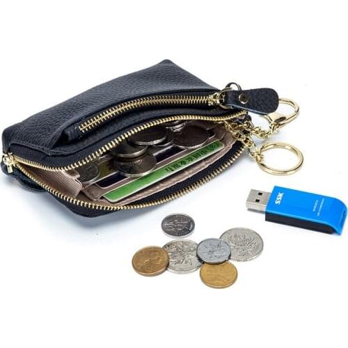 Woman Wallet Change Purse Genuine Leather Zipper Key Ring Ladies ID Card Holder Coin Purse Women Short Wallet Lady Card Purse