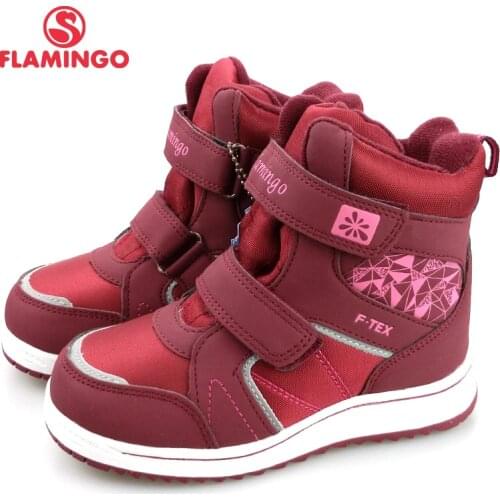 FLAMINGO Winter Fur Keep Warm Anti-slip High Quality Waterproof Kids Size 29-35 Snow Boots for Girl 82M-YC-1046/1047