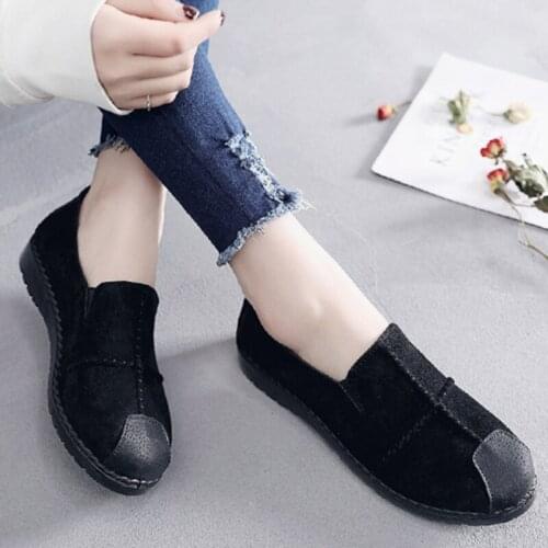 New womens Flat Shoes Lazy One Foot Casual womens Shoes Breathable Light Cloth Shoes Plus Size Spring And Autumn womens Shoes