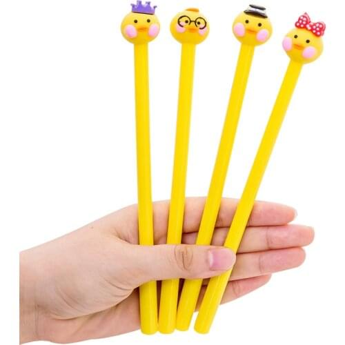 1 Pcs Cute Cartoon Yellow Duck Neutral Pen Internet Celebrity Duck Student Signature Pen Kawaii School Supplies Pen writing