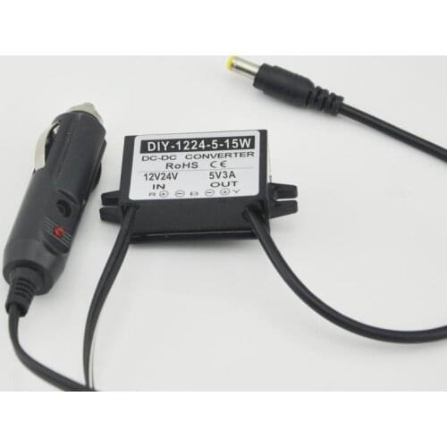 12V24V Step Down 5V 3A 15W Waterproof DC-DC Converter Car Buck Power Module Voltage Regulator With Cigarette Lighter Plug To DC
