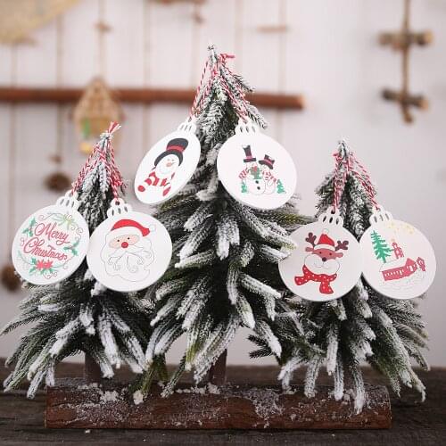 Merry Christmas Wooden Santa Claus Chip Christmas Hanging ornament New Year Christmas Tree Decorations