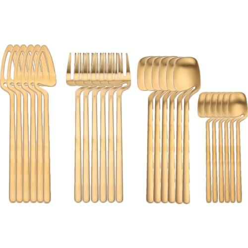 24Pcs 18/8 Stainless Steel Dinnerware Set Rose Gold Cutlery Hanging Cup Spoon Fork Knife Western Cutleri Silverware Tableware