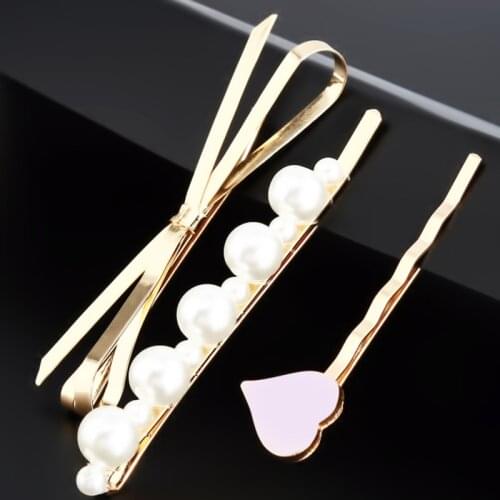 3pcs/set Hair Clips For Women Hairpins Barrettes Pearl Geometric Girls Hairgrips Fashion Hair Jewelry Accessories Headband