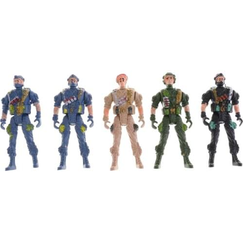 5 Pieces 9 Cm Paratrooper Action Figure with Parachute Soldiers