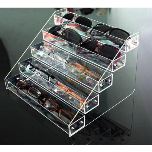 5 Tier Clear Acrylic Sunglasses Retail Display Rack Nail Polish Bottle Stand Organizer