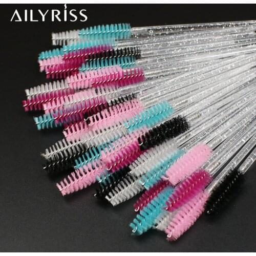 Eyebrow Crystal Diamond Mascara Wand Eyelash Spoolie Brush 50 PCS Disposable Lash Wands Eyelash Extension Brush Beauty Cosmetic