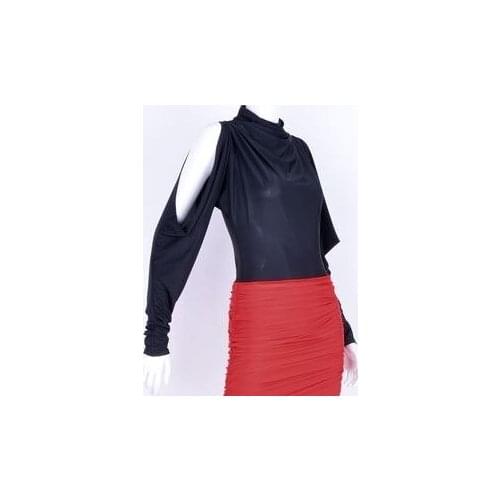 Latin dance off shoulder long sleeve blouse top T13047 practice turtleneck top