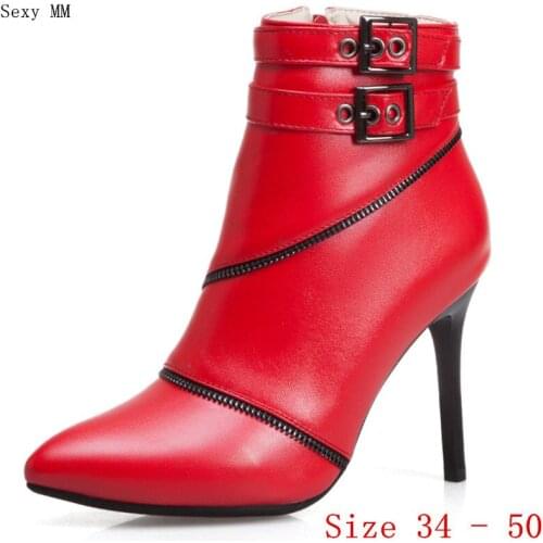 Spring Autumn High Heel Women Ankle Boots Woman Short Boots High Heel Shoes Plus Size 34 - 40 41 42 43 44 45 46 47 48 49 50