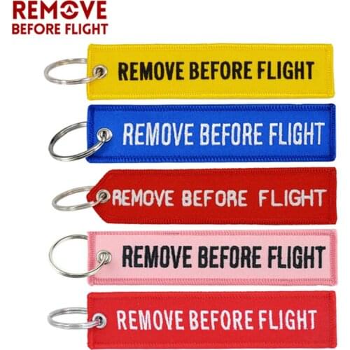 Car Keychain Chaveiro Remove Before Flight key chain Embroidery Key ring for Key Fob Motorcycle Car Assessoires 5 Pcs