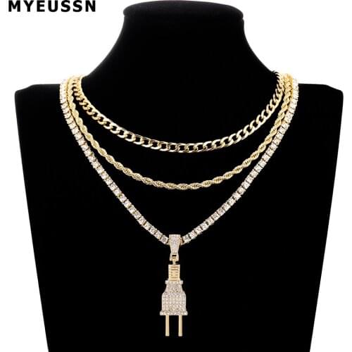 New Iced Out Lion Head Pendant Necklace Charm Chain Necklace Men Hip Hop With Tennis Chain Charm For Woman Gift Jewelry