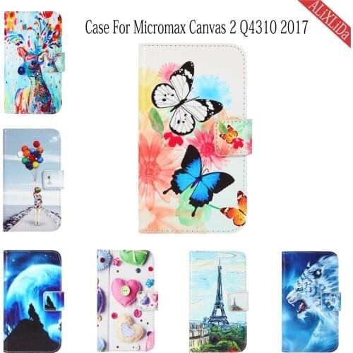 Case For Micromax Canvas 2 Q4310 2017 Case Fashion Cartoon Pattern High Quality leather protective cover Mobile phone bag