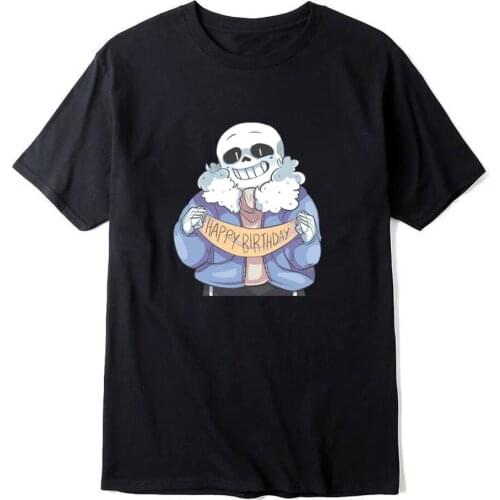 Black Cotton T-shirt Cartoon Game Cute Sans T-Shirts Fashion Harajuku Style Tee Casual Sweatshirt Round Neck Tops Drop Shipping