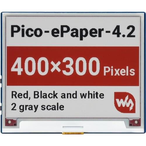 4.2inch E-Paper E-Ink Display Module (B) for Raspberry Pi Pico, 400×300, Red / Black / White, SPI compatible Raspberry Pi/Jetson