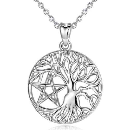 EUDORA 925 sterling silver Tree of life Necklace Tree and Star Pendant Celtics Knot Fine Jewelry For Women Anniversary gift D418